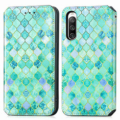 Funda de Cuero Cartera con Soporte Patron de Moda Carcasa S02D para Sony Xperia 10 IV SOG07 Verde