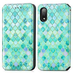 Funda de Cuero Cartera con Soporte Patron de Moda Carcasa S02D para Sony Xperia Ace II SO-41B Verde