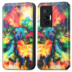 Funda de Cuero Cartera con Soporte Patron de Moda Carcasa S02D para Vivo X70 Pro 5G Multicolor