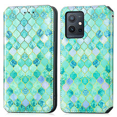 Funda de Cuero Cartera con Soporte Patron de Moda Carcasa S02D para Vivo Y30 5G Verde