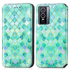 Funda de Cuero Cartera con Soporte Patron de Moda Carcasa S02D para Vivo Y76 5G Verde