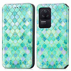 Funda de Cuero Cartera con Soporte Patron de Moda Carcasa S02D para Xiaomi Poco F4 5G Verde