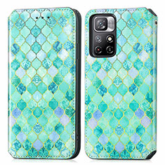 Funda de Cuero Cartera con Soporte Patron de Moda Carcasa S02D para Xiaomi Poco M4 Pro 5G Verde