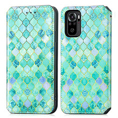 Funda de Cuero Cartera con Soporte Patron de Moda Carcasa S02D para Xiaomi Poco M5S Verde