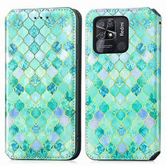 Funda de Cuero Cartera con Soporte Patron de Moda Carcasa S02D para Xiaomi Redmi 10 Power Verde