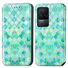 Funda de Cuero Cartera con Soporte Patron de Moda Carcasa S02D para Xiaomi Redmi K50 Pro 5G Verde