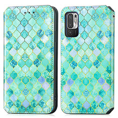 Funda de Cuero Cartera con Soporte Patron de Moda Carcasa S02D para Xiaomi Redmi Note 10 5G Verde