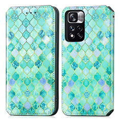 Funda de Cuero Cartera con Soporte Patron de Moda Carcasa S02D para Xiaomi Redmi Note 11 Pro+ Plus 5G Verde