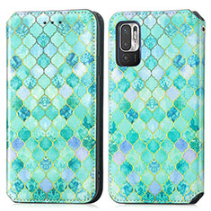 Funda de Cuero Cartera con Soporte Patron de Moda Carcasa S02D para Xiaomi Redmi Note 11 SE 5G Verde