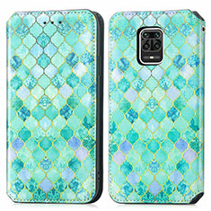 Funda de Cuero Cartera con Soporte Patron de Moda Carcasa S02D para Xiaomi Redmi Note 9S Verde