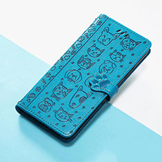 Funda de Cuero Cartera con Soporte Patron de Moda Carcasa S03D para Google Pixel 5 XL 5G Azul