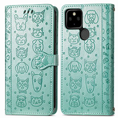 Funda de Cuero Cartera con Soporte Patron de Moda Carcasa S03D para Google Pixel 5a 5G Verde