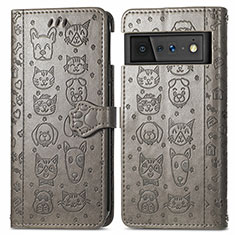 Funda de Cuero Cartera con Soporte Patron de Moda Carcasa S03D para Google Pixel 6 Pro 5G Gris