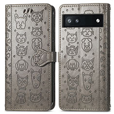 Funda de Cuero Cartera con Soporte Patron de Moda Carcasa S03D para Google Pixel 6a 5G Gris