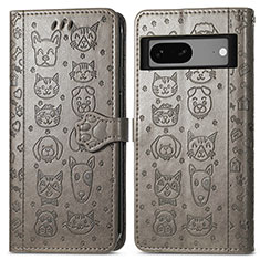 Funda de Cuero Cartera con Soporte Patron de Moda Carcasa S03D para Google Pixel 7 5G Gris