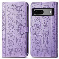 Funda de Cuero Cartera con Soporte Patron de Moda Carcasa S03D para Google Pixel 7 5G Morado