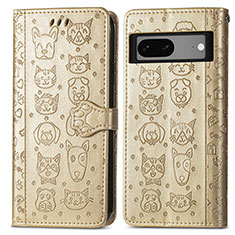 Funda de Cuero Cartera con Soporte Patron de Moda Carcasa S03D para Google Pixel 7 5G Oro