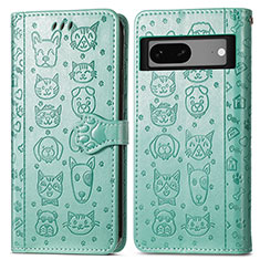 Funda de Cuero Cartera con Soporte Patron de Moda Carcasa S03D para Google Pixel 7 5G Verde