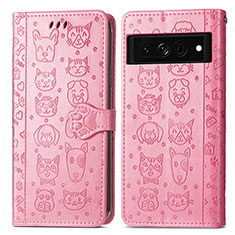 Funda de Cuero Cartera con Soporte Patron de Moda Carcasa S03D para Google Pixel 7 Pro 5G Rosa