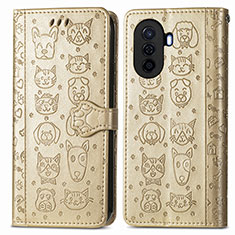 Funda de Cuero Cartera con Soporte Patron de Moda Carcasa S03D para Huawei Enjoy 50 Oro