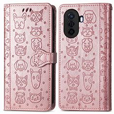 Funda de Cuero Cartera con Soporte Patron de Moda Carcasa S03D para Huawei Enjoy 50 Oro Rosa