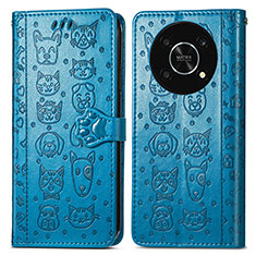 Funda de Cuero Cartera con Soporte Patron de Moda Carcasa S03D para Huawei Enjoy 50 Pro Azul