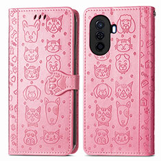 Funda de Cuero Cartera con Soporte Patron de Moda Carcasa S03D para Huawei Enjoy 50 Rosa