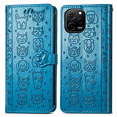 Funda de Cuero Cartera con Soporte Patron de Moda Carcasa S03D para Huawei Enjoy 50z Azul