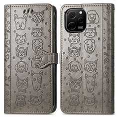 Funda de Cuero Cartera con Soporte Patron de Moda Carcasa S03D para Huawei Enjoy 50z Gris