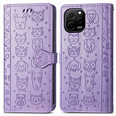 Funda de Cuero Cartera con Soporte Patron de Moda Carcasa S03D para Huawei Enjoy 50z Morado