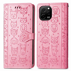 Funda de Cuero Cartera con Soporte Patron de Moda Carcasa S03D para Huawei Enjoy 50z Rosa