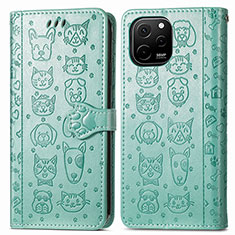 Funda de Cuero Cartera con Soporte Patron de Moda Carcasa S03D para Huawei Enjoy 50z Verde