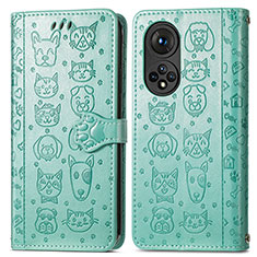 Funda de Cuero Cartera con Soporte Patron de Moda Carcasa S03D para Huawei Honor 50 5G Verde