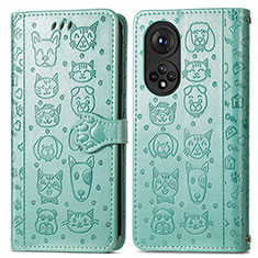 Funda de Cuero Cartera con Soporte Patron de Moda Carcasa S03D para Huawei Honor 50 Pro 5G Verde