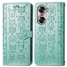 Funda de Cuero Cartera con Soporte Patron de Moda Carcasa S03D para Huawei Honor 60 5G Verde