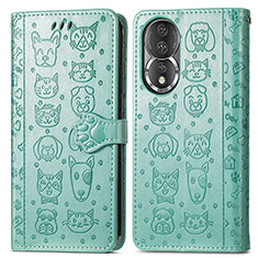 Funda de Cuero Cartera con Soporte Patron de Moda Carcasa S03D para Huawei Honor 80 5G Verde