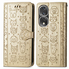 Funda de Cuero Cartera con Soporte Patron de Moda Carcasa S03D para Huawei Honor 80 Pro Flat 5G Oro