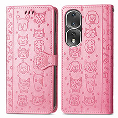 Funda de Cuero Cartera con Soporte Patron de Moda Carcasa S03D para Huawei Honor 80 Pro Flat 5G Rosa