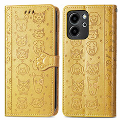 Funda de Cuero Cartera con Soporte Patron de Moda Carcasa S03D para Huawei Honor 80 SE 5G Amarillo