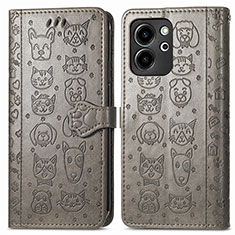 Funda de Cuero Cartera con Soporte Patron de Moda Carcasa S03D para Huawei Honor 80 SE 5G Gris