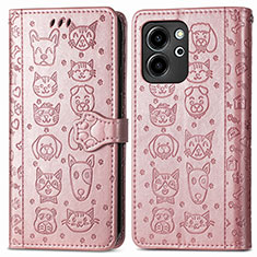 Funda de Cuero Cartera con Soporte Patron de Moda Carcasa S03D para Huawei Honor 80 SE 5G Oro Rosa