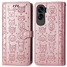 Funda de Cuero Cartera con Soporte Patron de Moda Carcasa S03D para Huawei Honor 90 Lite 5G Oro Rosa