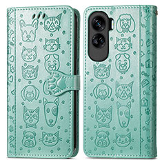 Funda de Cuero Cartera con Soporte Patron de Moda Carcasa S03D para Huawei Honor 90 Lite 5G Verde