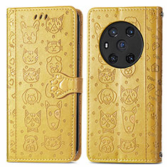 Funda de Cuero Cartera con Soporte Patron de Moda Carcasa S03D para Huawei Honor Magic3 5G Amarillo