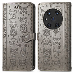 Funda de Cuero Cartera con Soporte Patron de Moda Carcasa S03D para Huawei Honor Magic3 5G Gris