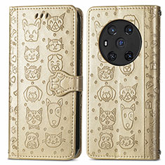 Funda de Cuero Cartera con Soporte Patron de Moda Carcasa S03D para Huawei Honor Magic3 5G Oro