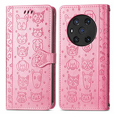 Funda de Cuero Cartera con Soporte Patron de Moda Carcasa S03D para Huawei Honor Magic3 5G Rosa