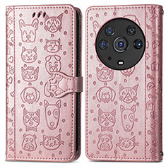 Funda de Cuero Cartera con Soporte Patron de Moda Carcasa S03D para Huawei Honor Magic3 Pro 5G Oro Rosa