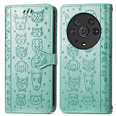 Funda de Cuero Cartera con Soporte Patron de Moda Carcasa S03D para Huawei Honor Magic3 Pro 5G Verde