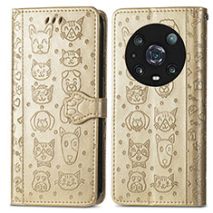 Funda de Cuero Cartera con Soporte Patron de Moda Carcasa S03D para Huawei Honor Magic4 Pro 5G Oro